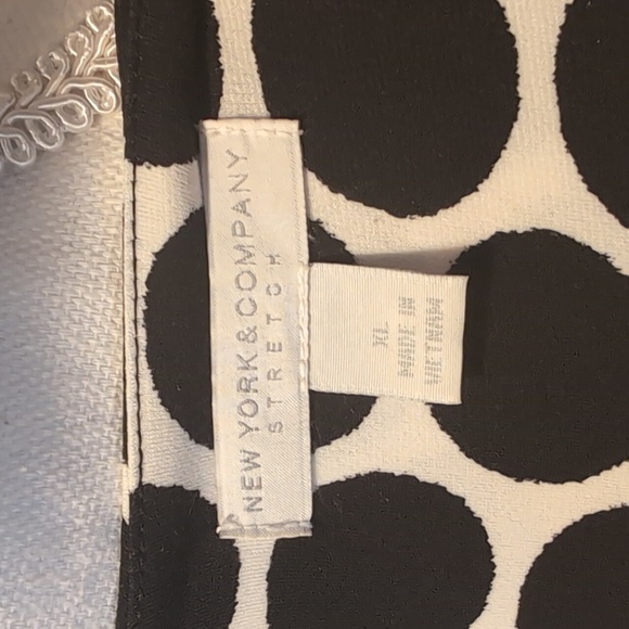New York & Company Black and White Polka Dot Stretch Dress Cap Sleeve XL - Picture 10 of 13